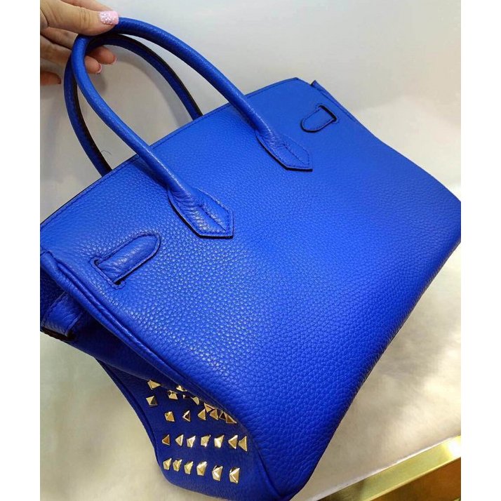 2015 Hermes Birkin 30CM Tote Bag Blue Clemence Leather H30 Gold