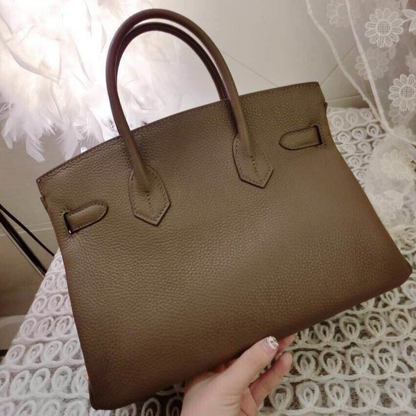 2015 Hermes Birkin 30CM Tote Bag Drak Coffee Clemence Leather H30 Gold