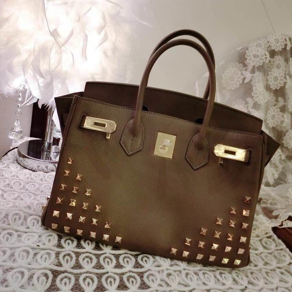 2015 Hermes Birkin 30CM Tote Bag Drak Coffee Clemence Leather H30 Gold