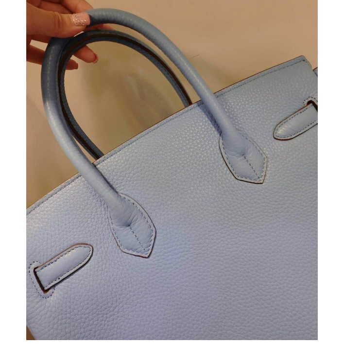 2015 Hermes Birkin 30CM Tote Bag Light Blue Clemence Leather H30 Gold