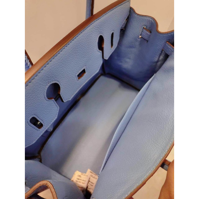 2015 Hermes Birkin 30CM Tote Bag Light Blue Clemence Leather H30 Gold