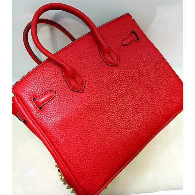 2015 Hermes Birkin 30CM Tote Bag Red Clemence Leather H30 Gold