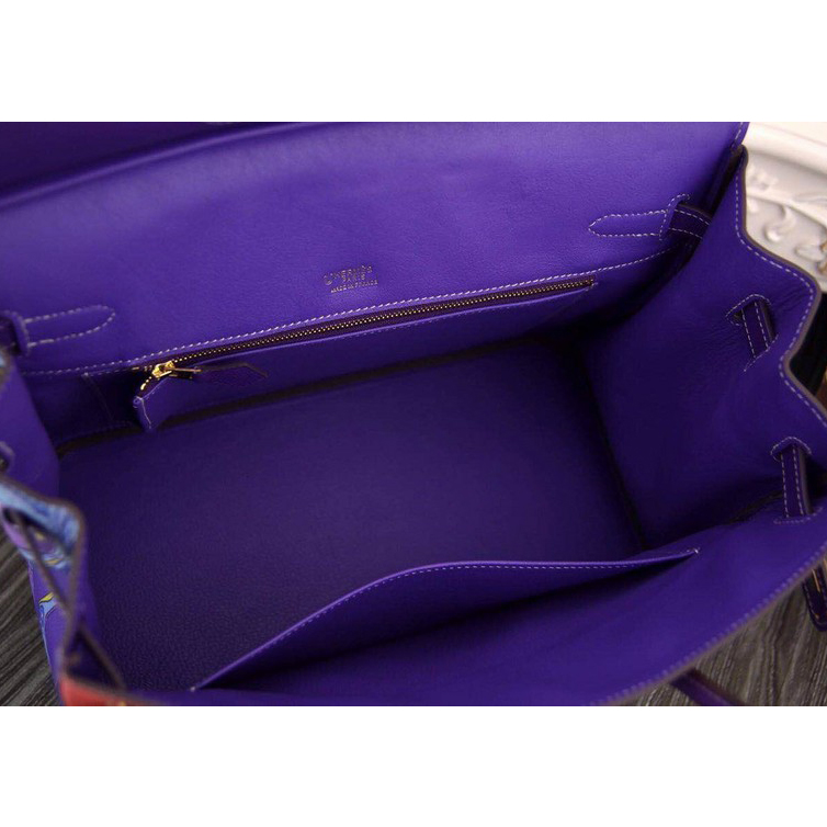 2015 Hermes Birkin 35CM leather and pierced Tote Bag Purple