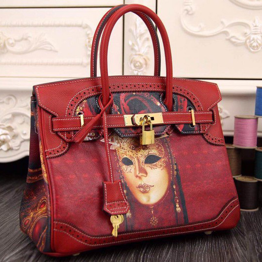 2015 Hermes Birkin 35CM leather and pierced Tote Bag Red