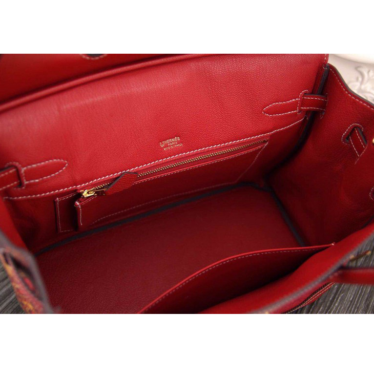 2015 Hermes Birkin 35CM leather and pierced Tote Bag Red