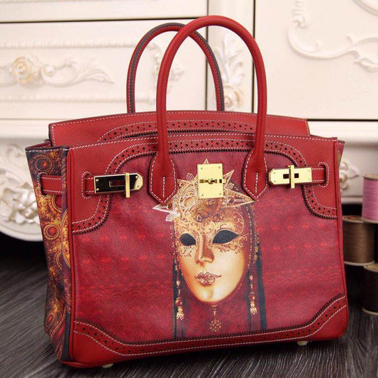 2015 Hermes Birkin 35CM leather and pierced Tote Bag Red