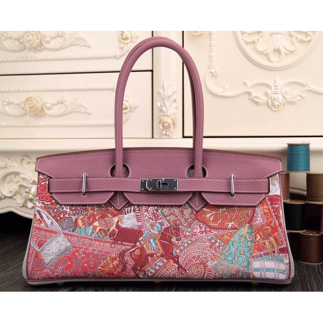 2015 Hermes Birkin Original leather and pierced Tote Bag Pink