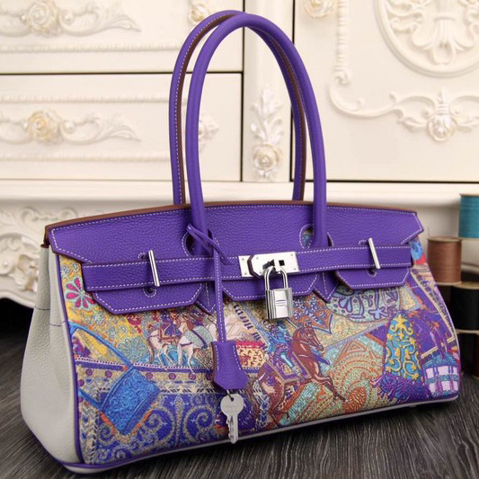 2015 Hermes Birkin Original leather and pierced Tote Bag Purple