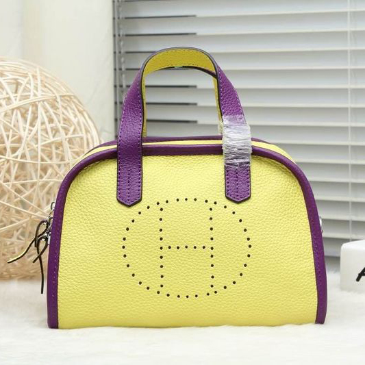 2015 Hermes Boston Bag 25cm Grainy Leather H9898 Lemon