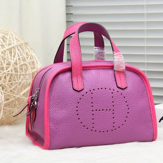 2015 Hermes Boston Bag 25cm Grainy Leather H9898 purple