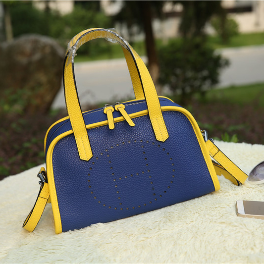 2015 Hermes Boston Bag Grainy Leather H9898 Blue