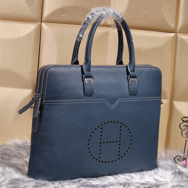 2015 Hermes Briefcase Calf Leather H9543 Blue