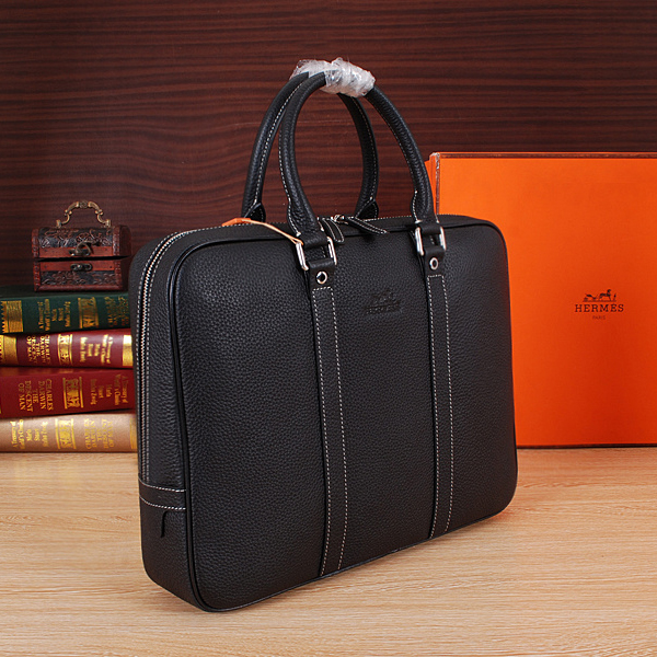 2015 Hermes Briefcase Grainy Leather H8010 Black