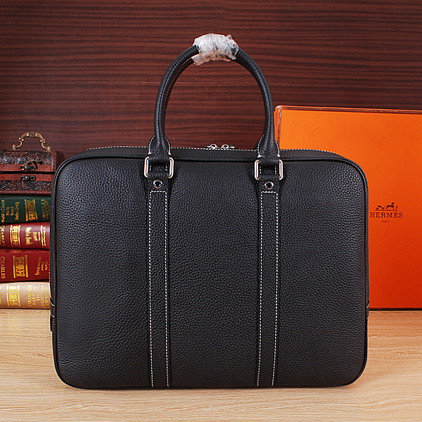 2015 Hermes Briefcase Grainy Leather H8010 Black