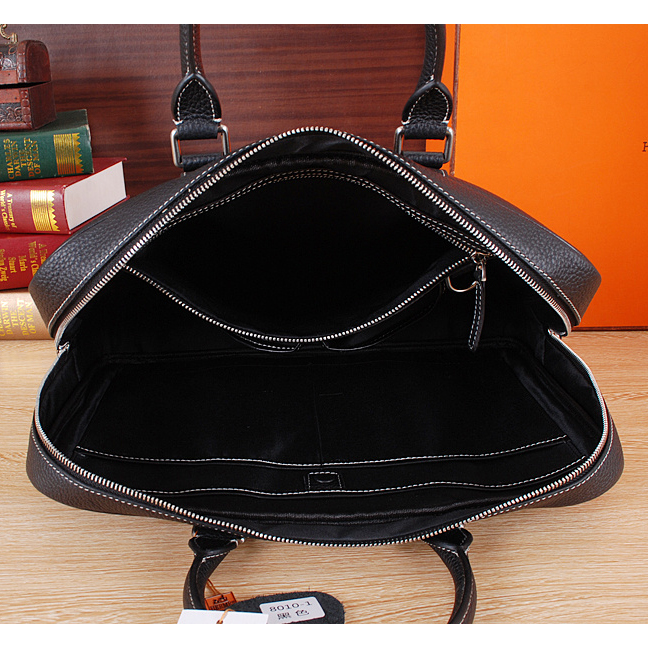 2015 Hermes Briefcase Grainy Leather H8010 Black