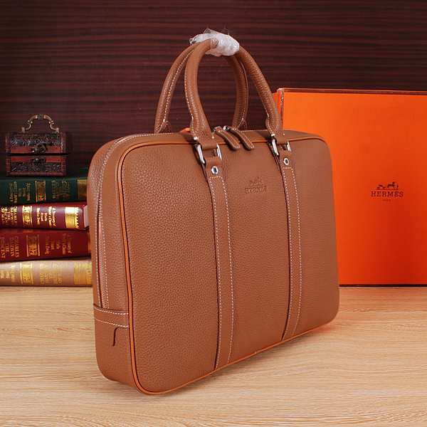 2015 Hermes Briefcase Grainy Leather H8010 Wheat