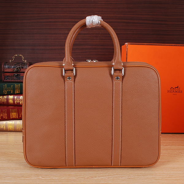 2015 Hermes Briefcase Grainy Leather H8010 Wheat