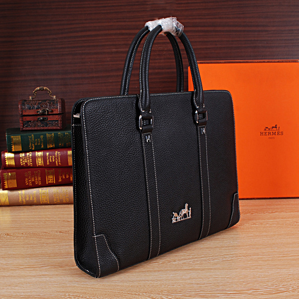 2015 Hermes Briefcase Grainy Leather H8017 Black