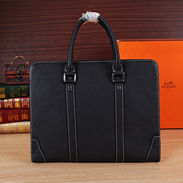 2015 Hermes Briefcase Grainy Leather H8017 Black