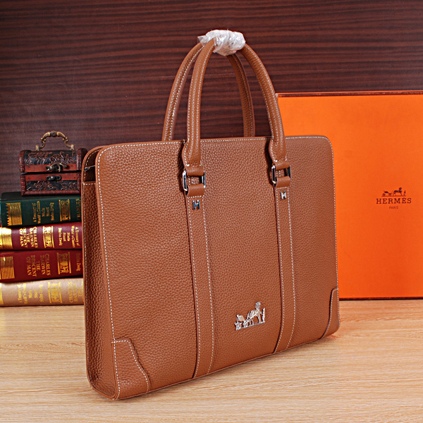 2015 Hermes Briefcase Grainy Leather H8017 Wheat