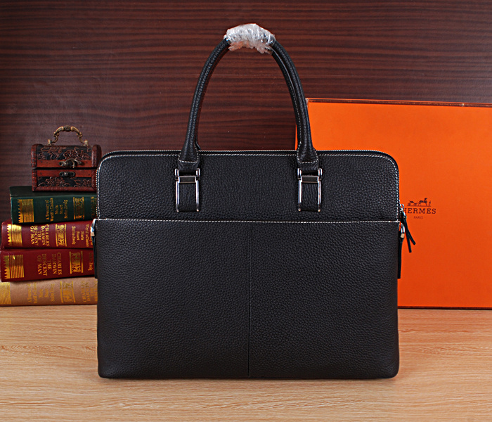 2015 Hermes Briefcase Grainy Leather H8043 Black