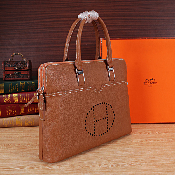 2015 Hermes Briefcase Grainy Leather H8043 Wheat