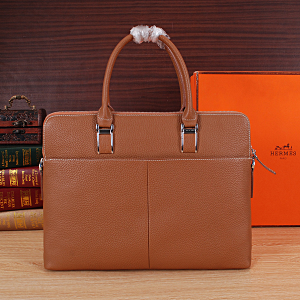 2015 Hermes Briefcase Grainy Leather H8043 Wheat