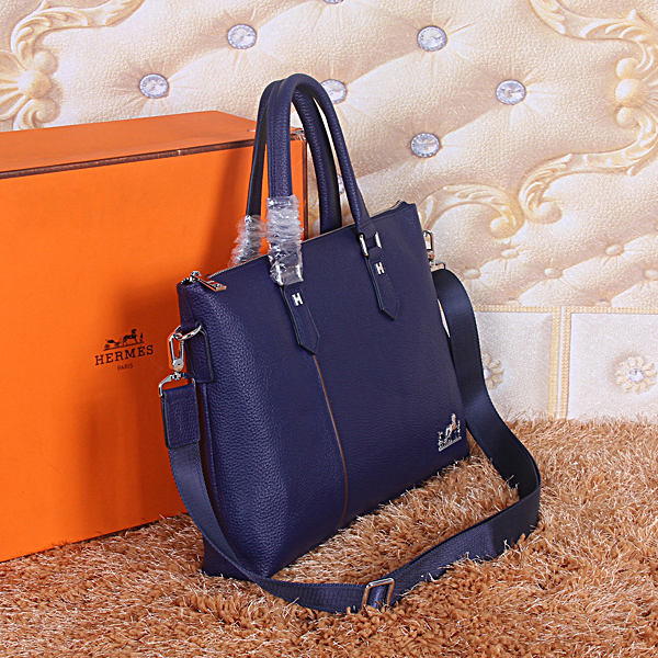 2015 Hermes Briefcase Original Calf Leather 5946 Blue