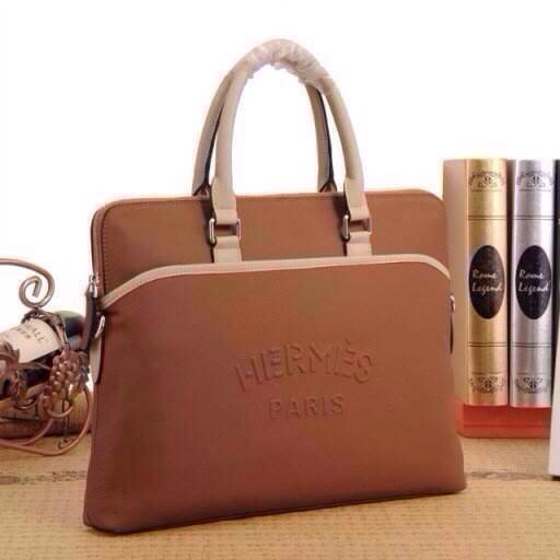 2015 Hermes Briefcase Original Calf Leather H62183 Large tote bag Wheat