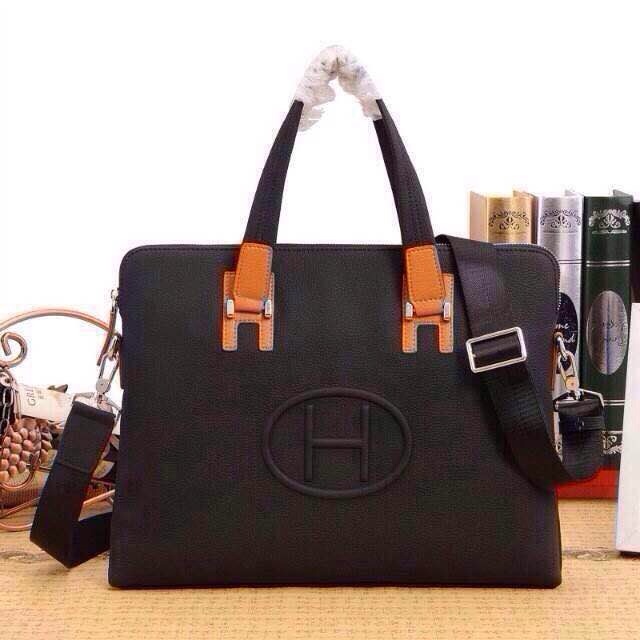 2015 Hermes Briefcase Original Calf Leather H62185 Large tote bag Black