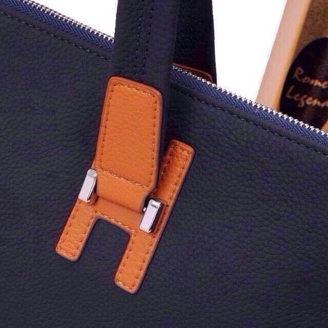 2015 Hermes Briefcase Original Calf Leather H62185 Large tote bag Blue