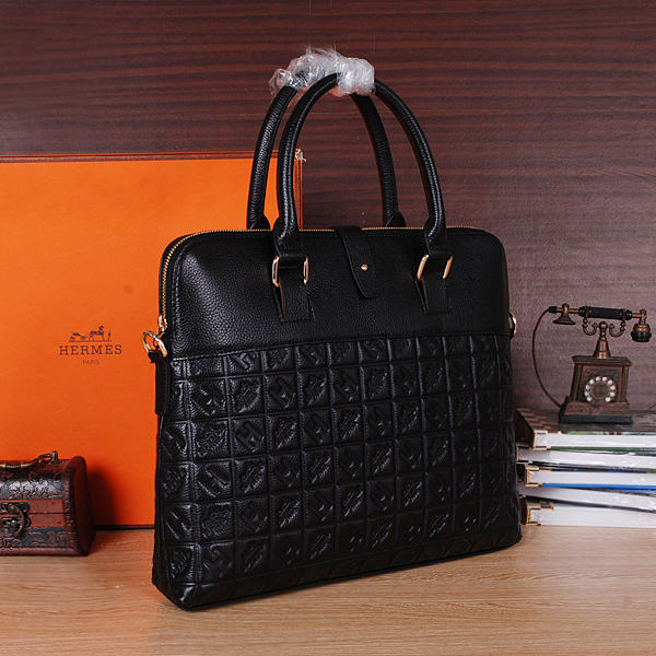 2015 Hermes Briefcase Original Calf Leather H6633 Black