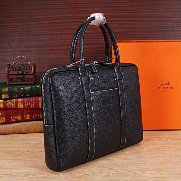 2015 Hermes Briefcase Original Calf Leather H8012 Black