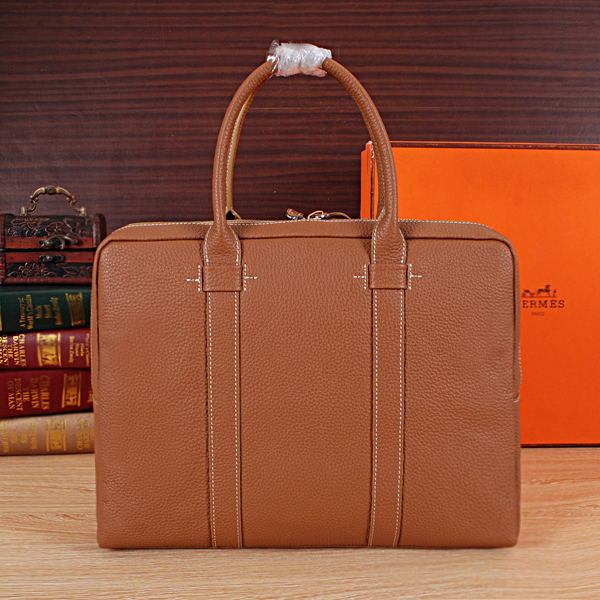 2015 Hermes Briefcase Original Calf Leather H8012 Wheat