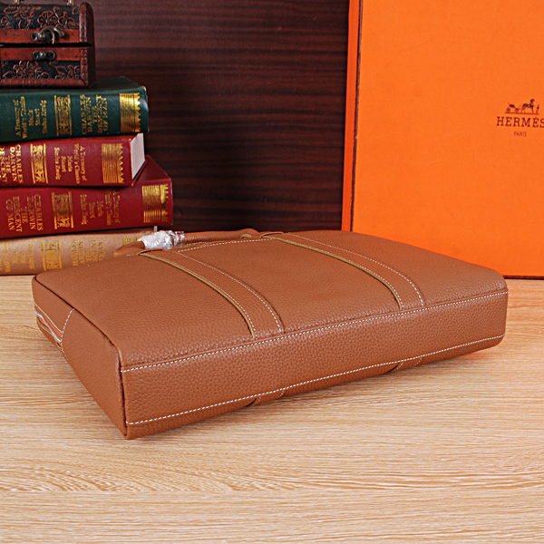 2015 Hermes Briefcase Original Calf Leather H8012 Wheat