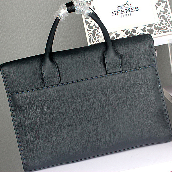 2015 Hermes Briefcase Original Calf Leather H8024 Dark Blue