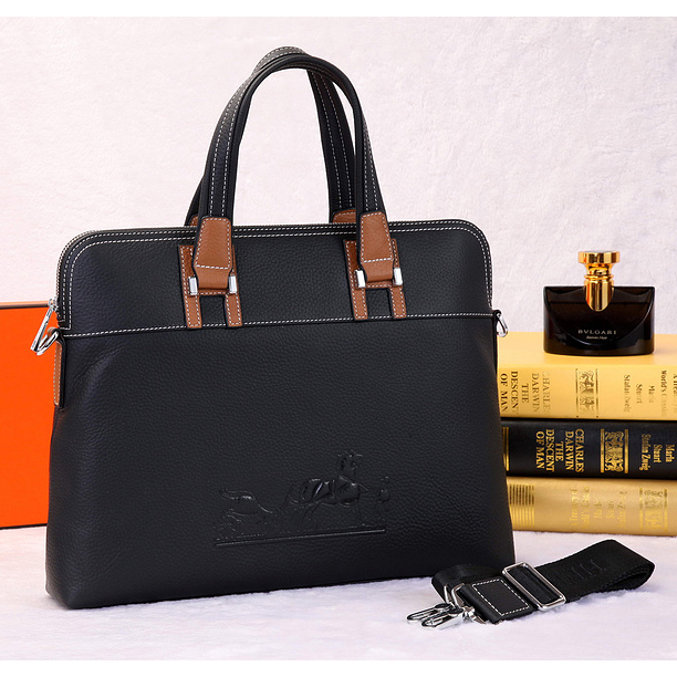 2015 Hermes Briefcase Original Calf Leather H9826 Black