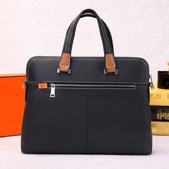 2015 Hermes Briefcase Original Calf Leather H9826 Black