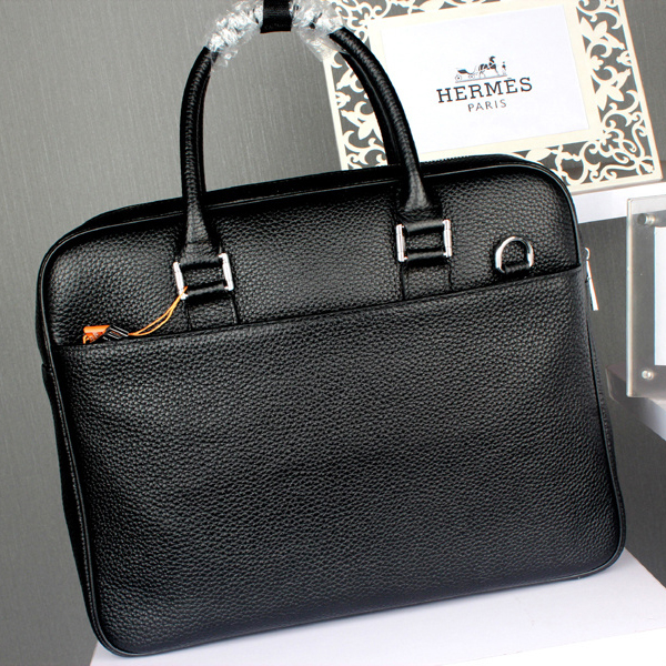 2015 Hermes Briefcase Original Grainy Leather H8021 Black