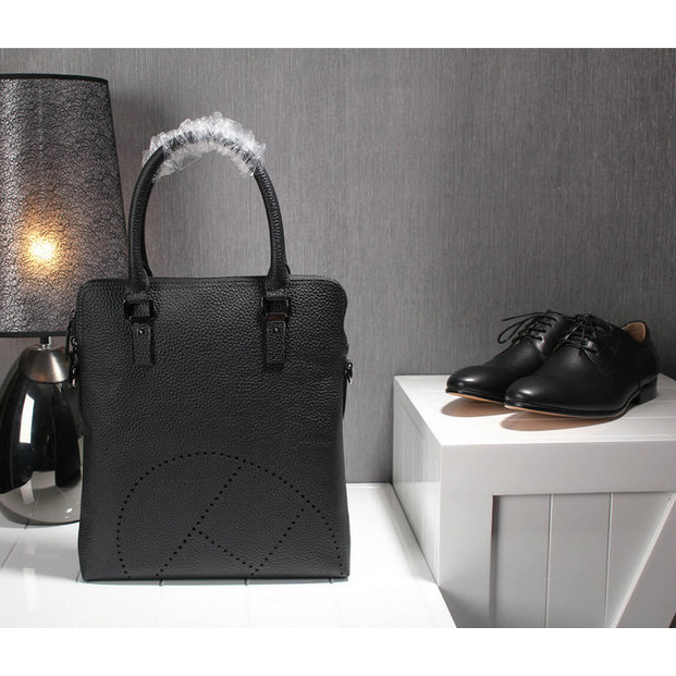 2015 Hermes Briefcase Original Grainy Leather H8063 Black