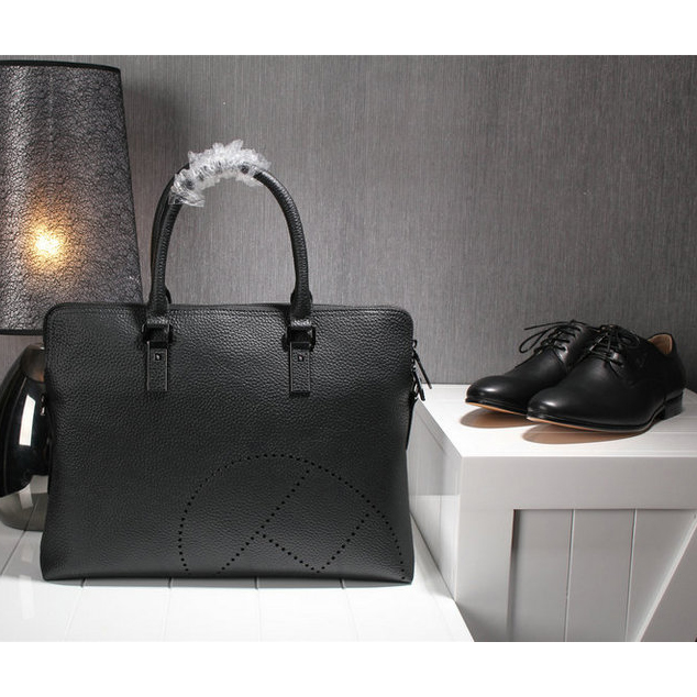 2015 Hermes Briefcase Original Grainy Leather H8065 Black