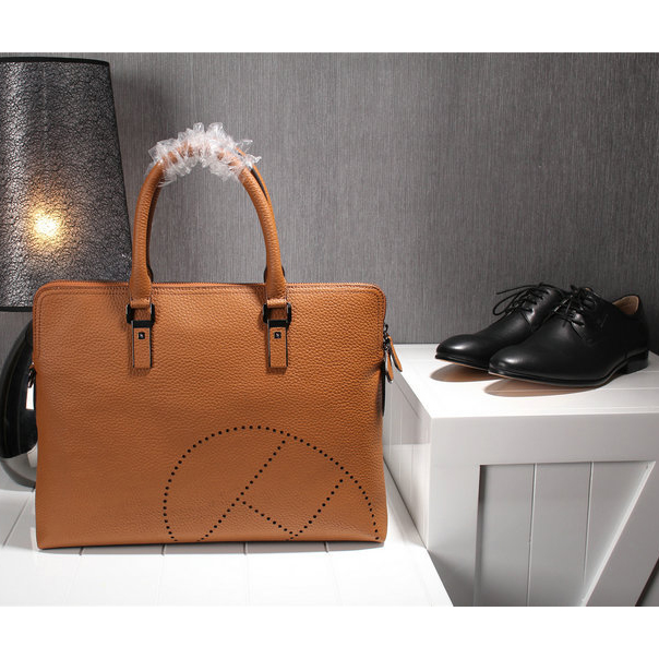 2015 Hermes Briefcase Original Grainy Leather H8065 Wheat