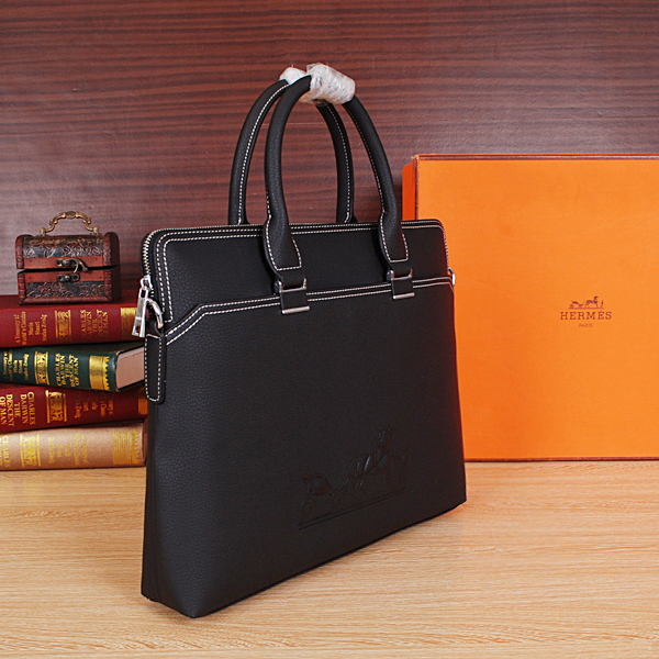 2015 Hermes Briefcase bag Original Calf Leather H8631 Black