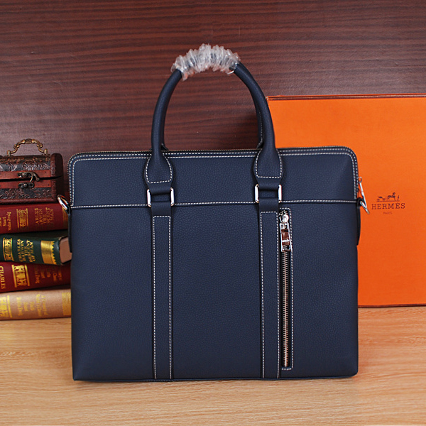 2015 Hermes Briefcase bag Original Calf Leather H8631 Blue