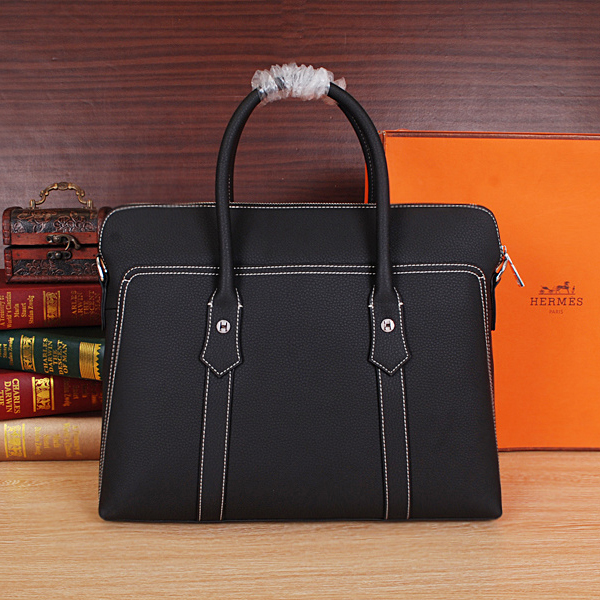 2015 Hermes Briefcase bag Original Calf Leather H8632 Black