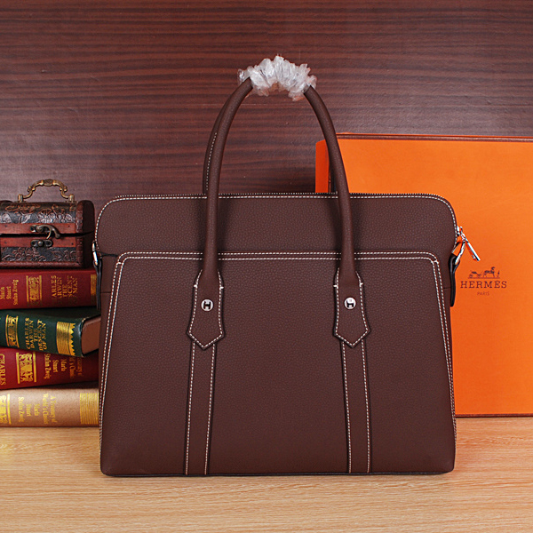 2015 Hermes Briefcase bag Original Calf Leather H8632 Coffee