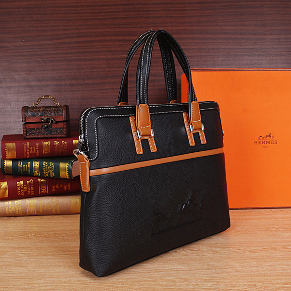 2015 Hermes Briefcase bag Original Calf Leather H8633 Black