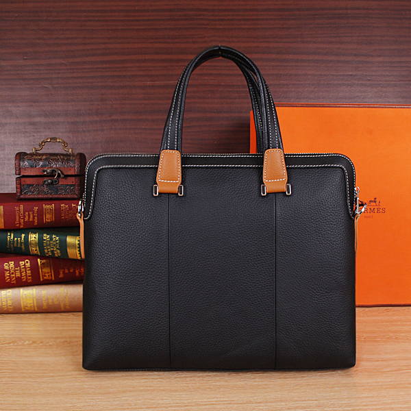 2015 Hermes Briefcase bag Original Calf Leather H8633 Black