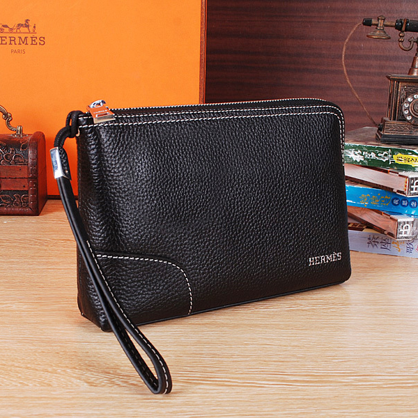 2015 Hermes Calfskin Leather Clutch H6628 Black