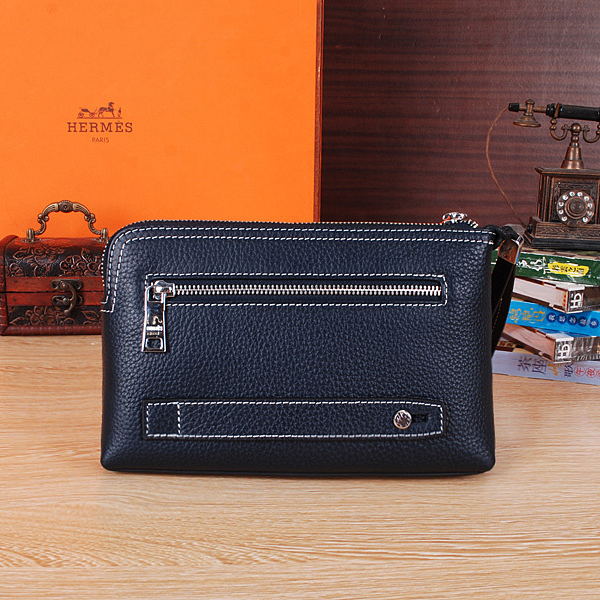 2015 Hermes Calfskin Leather Clutch H6628 Blue